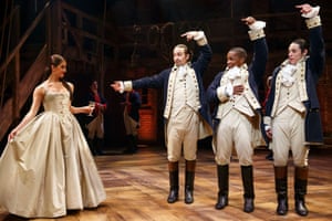 Carleigh Bettiol, Lin-Manuel Miranda, Leslie Odom Jr and Anthony Ramos in Hamilton in 2015.