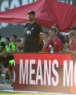 Jurgen Klopp peers out at the Fenway field.