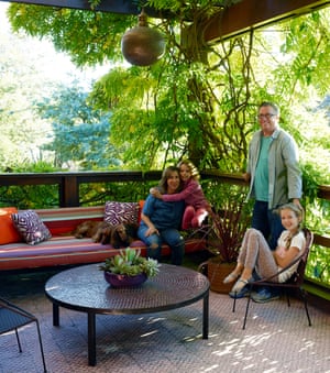 Among the trees: the terrace where the family often spend time together.