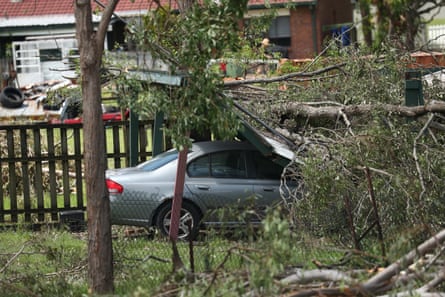 Storm damage at Helensvale on the Gold Coast on Wednesday.