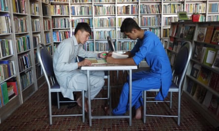 Students prepare for their Kankor exam in the library of the Rahila Foundation.