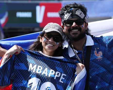 France fans prepare for kick-off against Morocco.