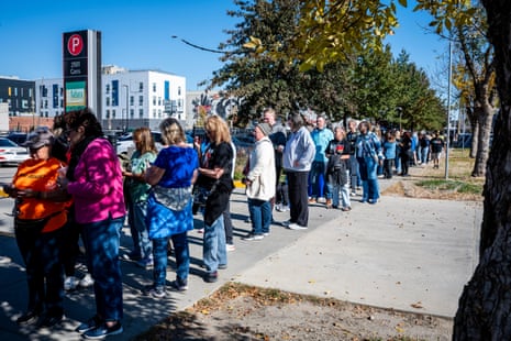 Supporters wait in line ahead of a midterm election campaign rally in Detroit, Michigan, USA, 24 October 2026. Democratic Senate candidate Abdul El-Sayed and Republican former congressman Mike Rogers are competing for Michigan’s open US Senate seat in the 03 November midterm elections.