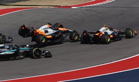Oscar Piastri and Lando Norris crash out during the sprint race at the United States Grand Prix