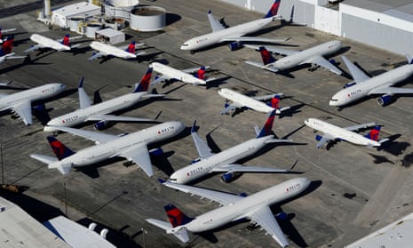Delta planes parked in Birmingham, Alabama. Warren Buffett says: ‘We took money out of the business basically even at a substantial loss.’