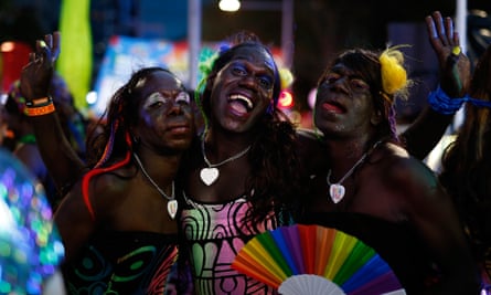 Indigenous sistagirls from the Tiwi Islands at Sydney’s Mardi Gras in 2017.