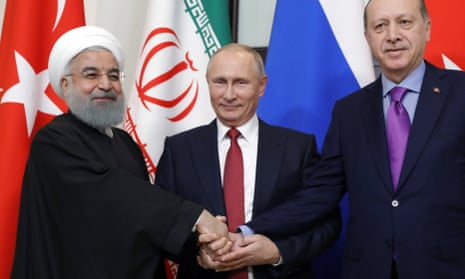 Hassan Rouhani, Vladimir Putin and Recep Tayyip Erdoğan in Sochi