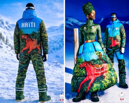 Haiti’s Olympic uniforms which show a red horse in a green field