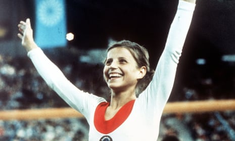 Olga Korbut celebrates after winning one of her gold medals at the Olympics Games in Munich in 1972. 