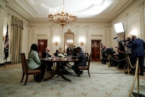 Joe Biden participates in a roundtable discussion on his $1.9tn coronavirus aid bill.