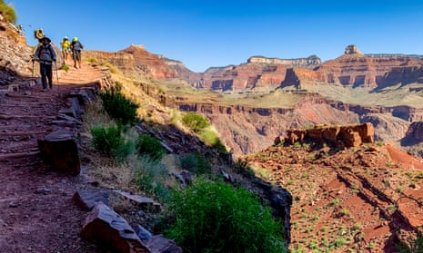 The Colorado River is seen from the South Kaibab Trail along the Grand Canyon South Rim in Arizona.