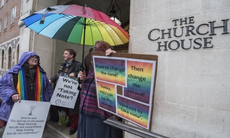 A gay marriage demo outside the Church of England headquarters in London, 15 February 2017