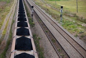 A coal train makes its way out of Singleton, NSW