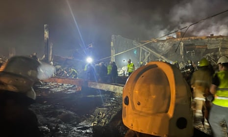 Recovery and rescue efforts continue hours after a Russian missile attack struck a shopping mall in Kremenchuk, Ukraine, killing at least 13 and wounding 56.