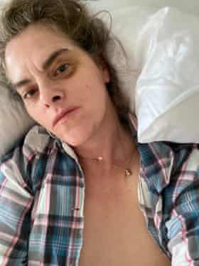 Exhausting … Self portrait in bed, 2021.