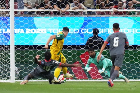 Bailey Cadamarteri scores for Jamaica.