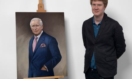 Alastair Barford, with his portrait of the new king.