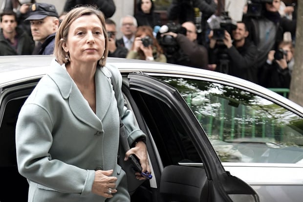 The Catalan regional parliament speaker, Carme Forcadell, arrives for questioning.