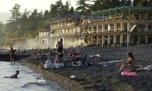 People on the beach of Sukhumi, capital of Abkhazia