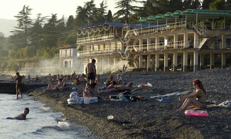 People on the beach of Sukhumi, capital of Abkhazia