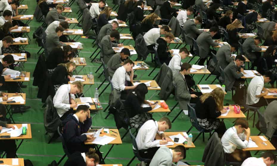 Students sitting their GCSE mock exams at Brighton College in Brighton