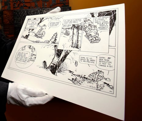 A Calvin and Hobbes comic, by cartoonist Bill Watterson, who will make a much-anticipated return with the release of The Mysteries.