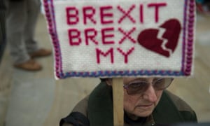 Time to heal: an anti-Brexit protester in Whitehall last week.