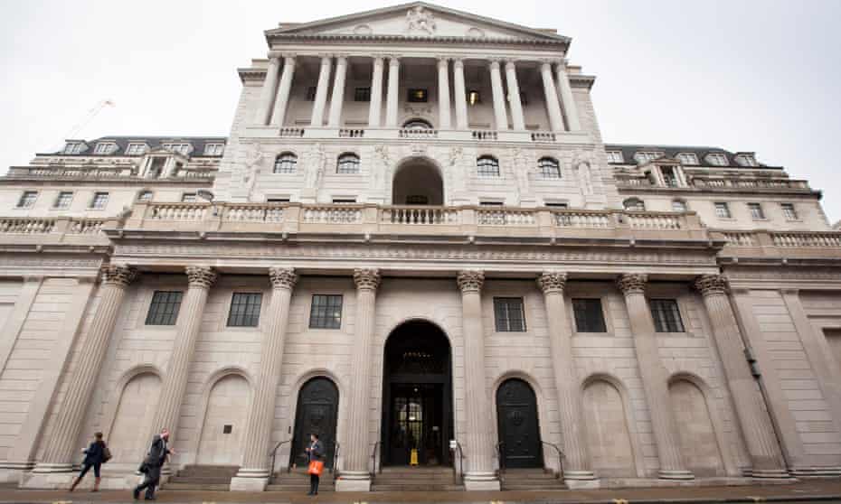 The Bank of England on Threadneedle Street, in the City of London, UK. 