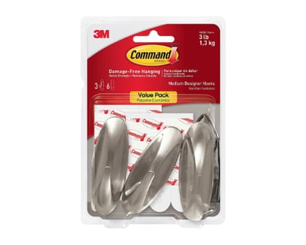 Command Designer Hooks, Medium, Brushed Nickel, 3-Hooks