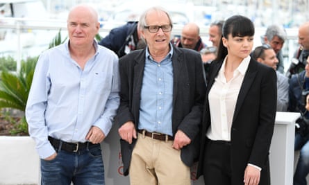 Dave Johns, Ken Loach and Hayley Squires in Cannes
