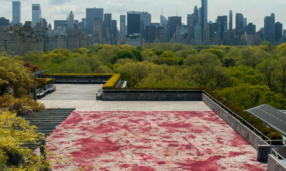 Evoking carnage … the roof terrace at the Metropolitan Museum of Art, New York, painted over by Imran Qureshi.
