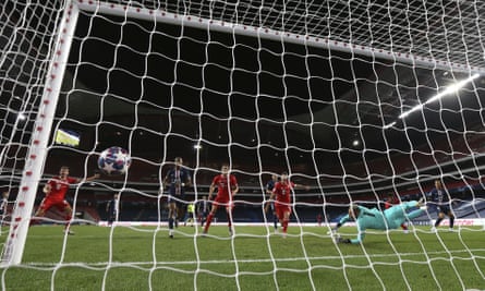 PSG’s Keylor Navas concedes the only goal of the 2020 Champions League final to Bayern Munich’s Kingsley Coman