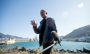 Barack Obama speaks to reporters in Seward, Alaska, in September 2015 where he used the state’s glorious but changing landscape as an urgent call to action on climate change.=