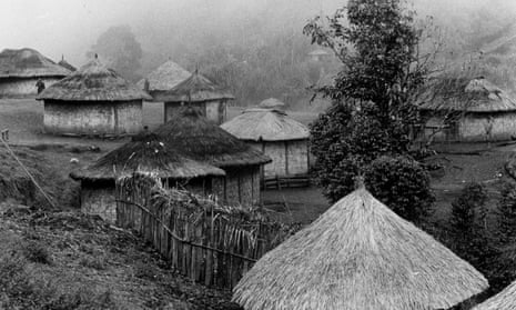 A typical native village of the Eastern Highlands of Papua New Guinea in 1972