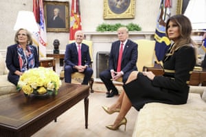 Lucy and Malcolm Turnbull with Donald and Melania Trump in the White House in February 2018