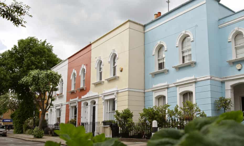 Colourfully painted London houses