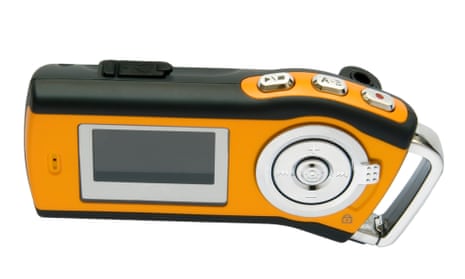 An orange MP3 player