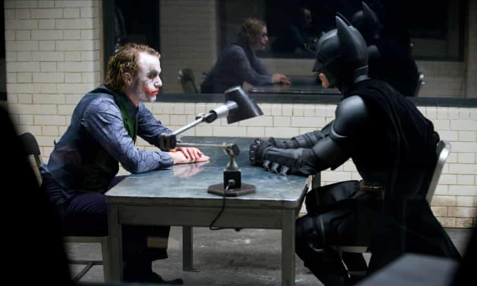 ‘Heath turned up, and just kind of completely ruined all my plans’ ... Christian Bale’s Batman interrogates Ledger’s Joker in 2008’s The Dark Knight.