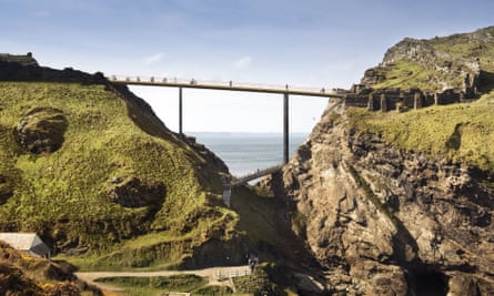 An artist’s impression of the Bronze Blade, Marks Barfield’s submission for a new footbridge linking Tintagel to the mainland.