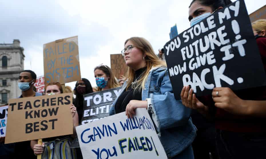 Students protest against the A-level results fiasco