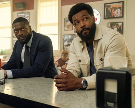 Gifted … Aldis Hodge as Alex Cross and Isaiah Mustafa as John Sampson in Cross.