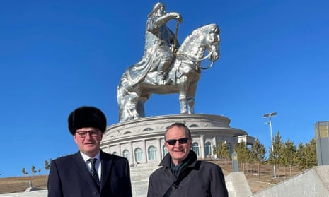 Daniel Kawczynski (left) with the British ambassador, Philip Malone, on a visit to Mongolia in October 2022.