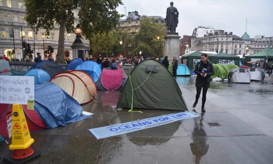 Protesters’ tents in Trafalgar Square
