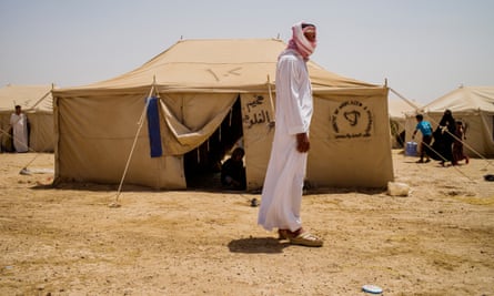 Abu As’sad outside his tent in Amriyat Falluja camp