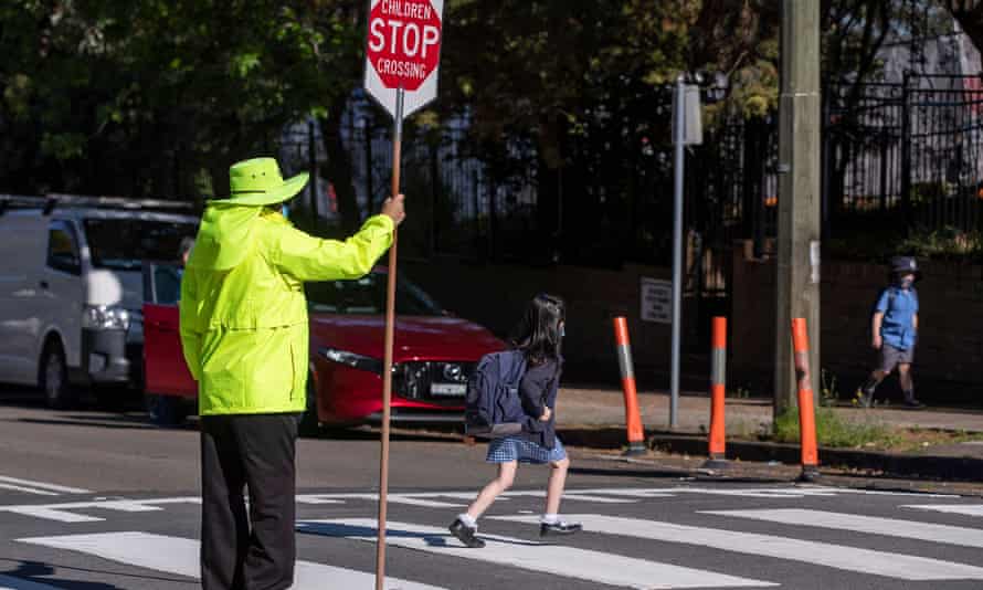 Girl crossing the road
