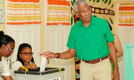 Presidential candidate David Granger casting his vote in Pearl, Guyana