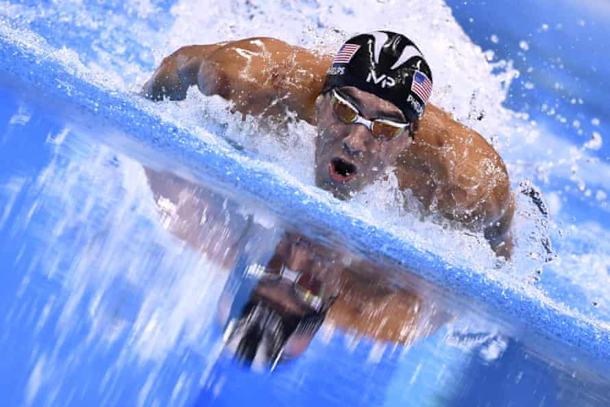 Phelps powers through the water.