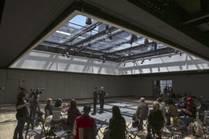 ‘My motivation is to break down the barriers between so-called high and low culture’ … Alex Poots, right, in one of the performance spaces.