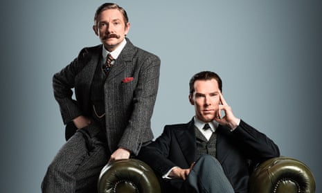 Benedict Cumberbatch (right) and Martin Freeman in period costume for Sherlock. 