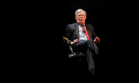 John Bolton speaking during a lecture at Duke University on Monday.